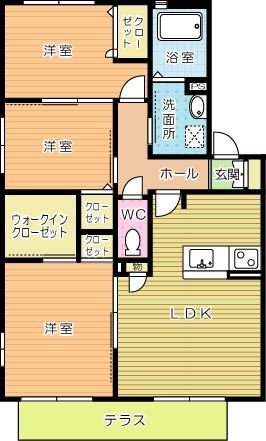 サンヴィレッジⅡＡ棟 102号室 間取り