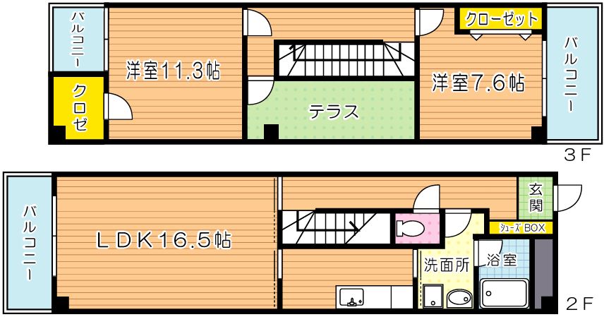 コートモデリア 205号室 間取り