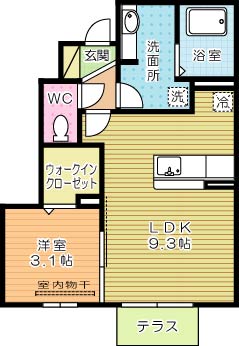 メルヴェーユ下城野 103号室 間取り