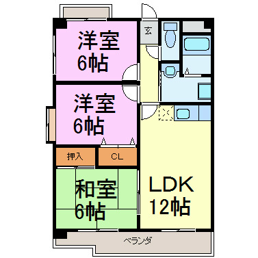 カサフェリスⅢ 204号室 間取り