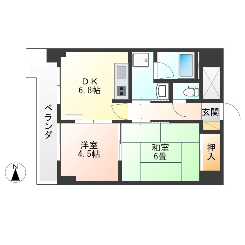 サングリートハイツ 407号室 間取り