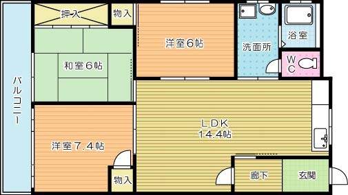 グランドハイツ片野 505号室 間取り