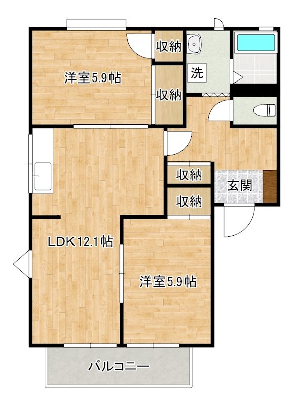 フレグランス常盤Ⅱ 201号室 間取り