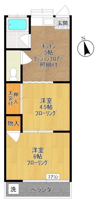 コーポ田園 202号室 間取り