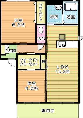 パストラーレ潤崎Ｃ 102号室 間取り