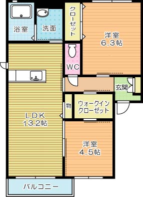 パストラーレ潤崎Ｃ 201号室 間取り