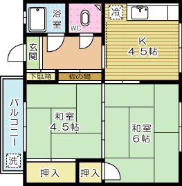 シャトー城野 3号室 間取り