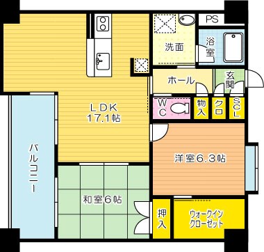 ルフォンド天神 203号室 間取り