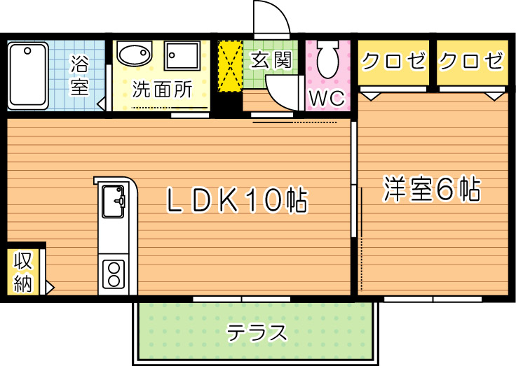 五つ石の庄ⅡＡ棟 102号室 間取り