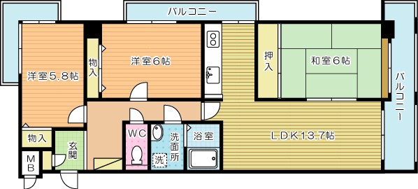 ベルカーサ守恒 207号室 間取り
