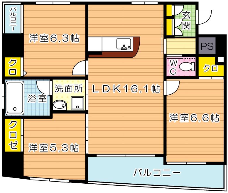 ヴェールヴァン田町 701号室 間取り