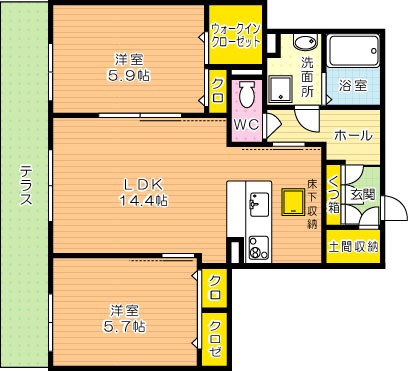 ヴィラダンク上到津 102号室 間取り