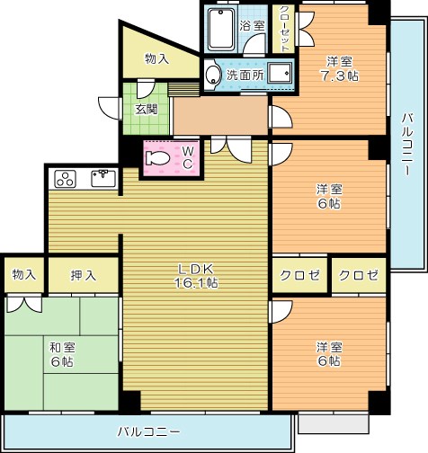 ロワールイン守恒 502号室 間取り
