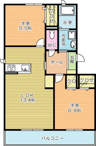 ラウンドシティ泉台  302号室 間取り