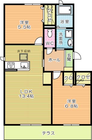 ラウンドシティ泉台 102号室 間取り