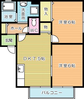 サンライフさくら Ｂ棟 202号室 間取り