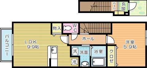 プラティーク　Ａ棟 201号室 間取り