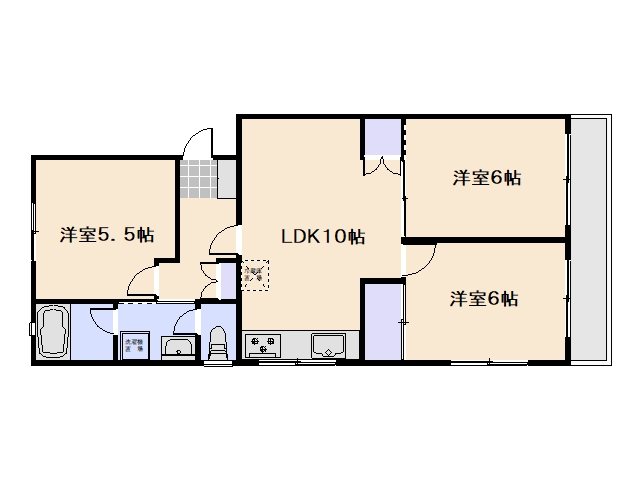 パールハイツ川西 301号室 間取り