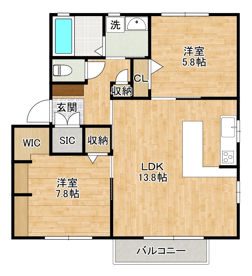 プランタン蔵　Ａ棟 201号室 間取り