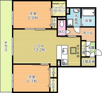 ヴィラダンク上到津 102号室 間取り