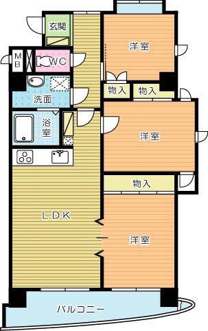 ハーベスト守恒 404号室 間取り
