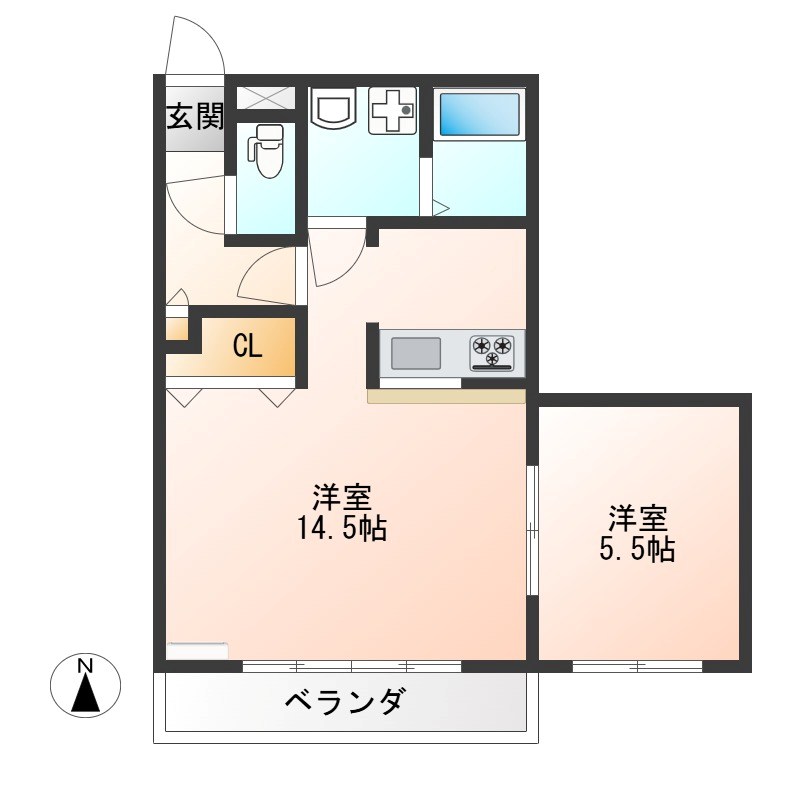 パレス・ド・ルミーネ 2-C号室 間取り