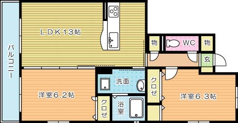 コスモス安部山 303号室 間取り