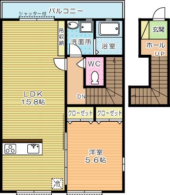 ルネス若園Ｂ棟 202号室 間取り