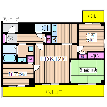 ヴィルヌーブ南堀江 間取り