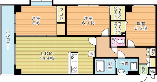 ファミール守恒 701号室 間取り