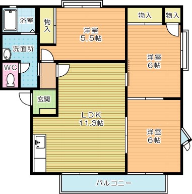 サンシティ別府Ｂ棟 202号室 間取り