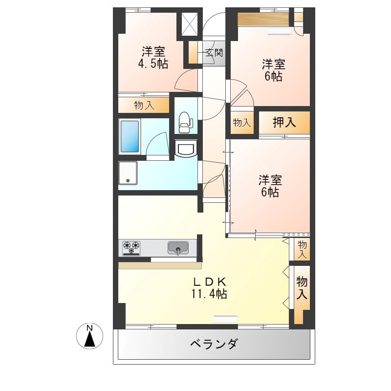 エクセレンス今泉 402号室 間取り