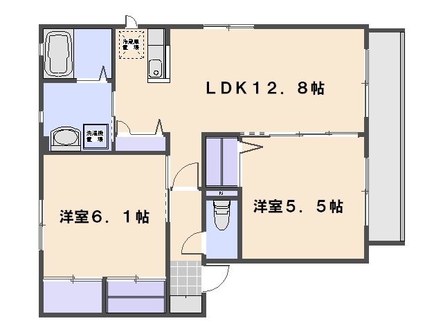 ヴィラメリディアン楽々園 202号室 間取り