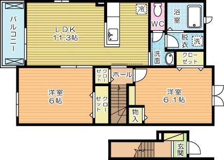 リバーサイド黒原 203号室 間取り