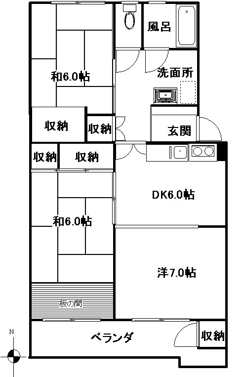 公田ハイツ4号棟 431号室 間取り