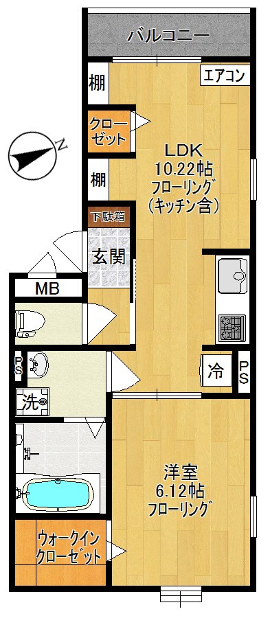 ウエストパーシモン 201号室 間取り