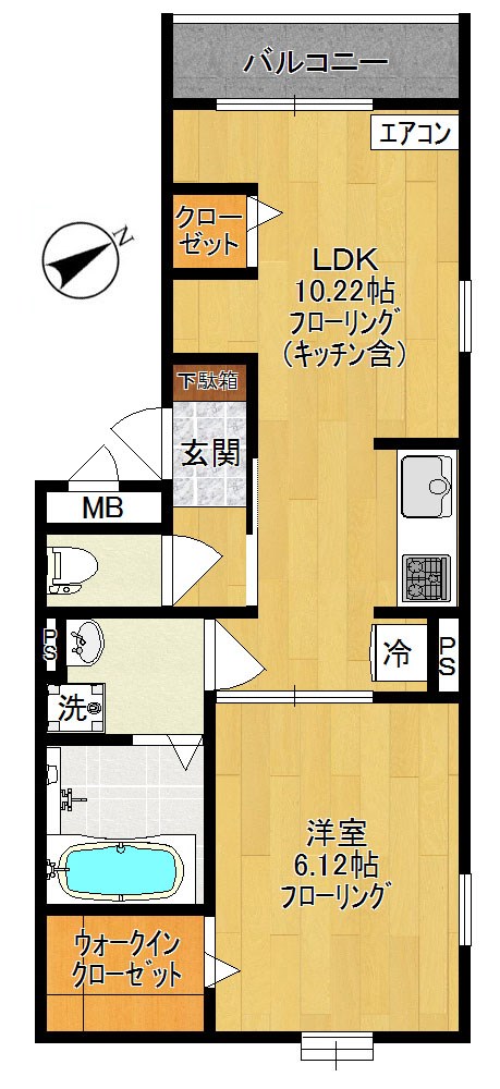 ウエストパーシモン 201号室 間取り