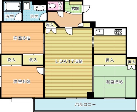 ロワールイン守恒 401号室 間取り
