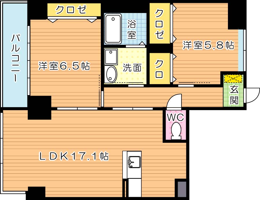 Queen's Garden（クインズガーデン） 201号室 間取り