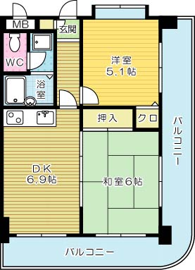 ライオンズマンション小倉駅南第２(分譲) 207号室 間取り
