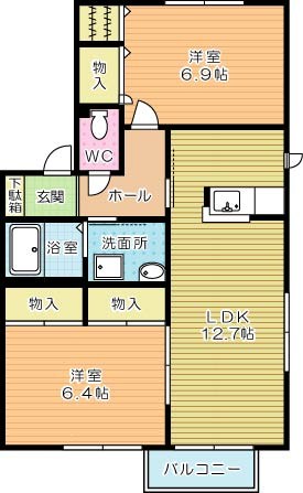 アヴェニールパルク２１　B棟　　 101号室 間取り