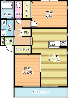 アーバンメゾン北方　A棟 202号室 間取り