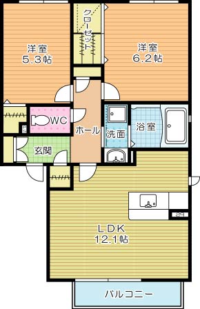 パルテールヴィラⅡ 204号室 間取り