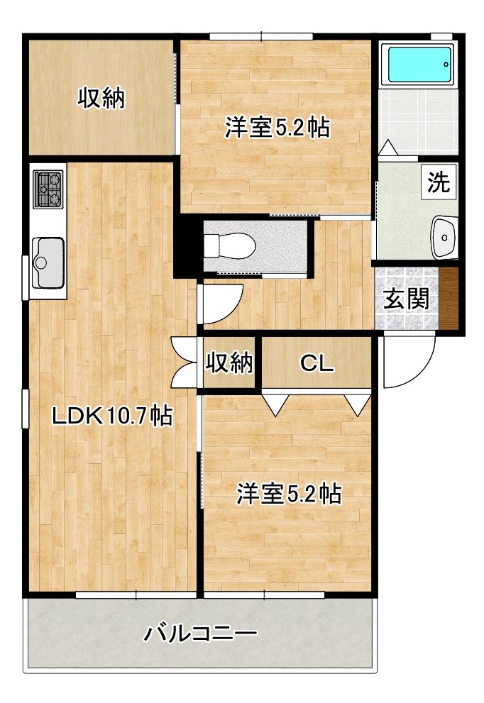 アーバンメゾン北方　Ｂ棟 101号室 間取り