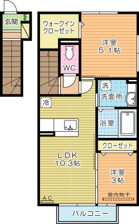 クラポンテＭⅡ 201号室 間取り