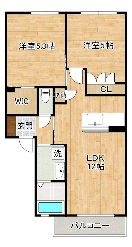 アールエムハイツⅣ  202号室 間取り