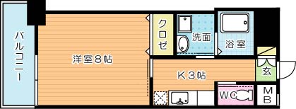 プルーム下到津 405号室 間取り