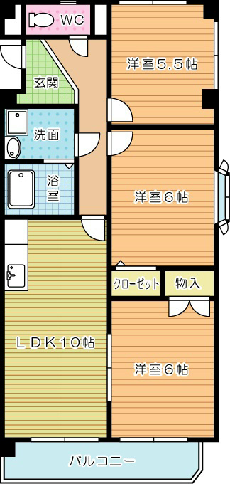 デア  クエール 305号室 間取り