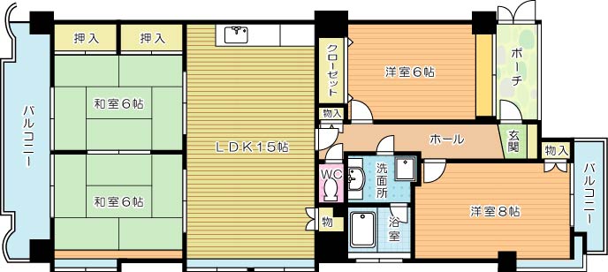 イマージュ安部山公園 407号室 間取り