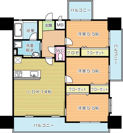 ガーデンコートSUNATSU(砂津) 905号室 間取り